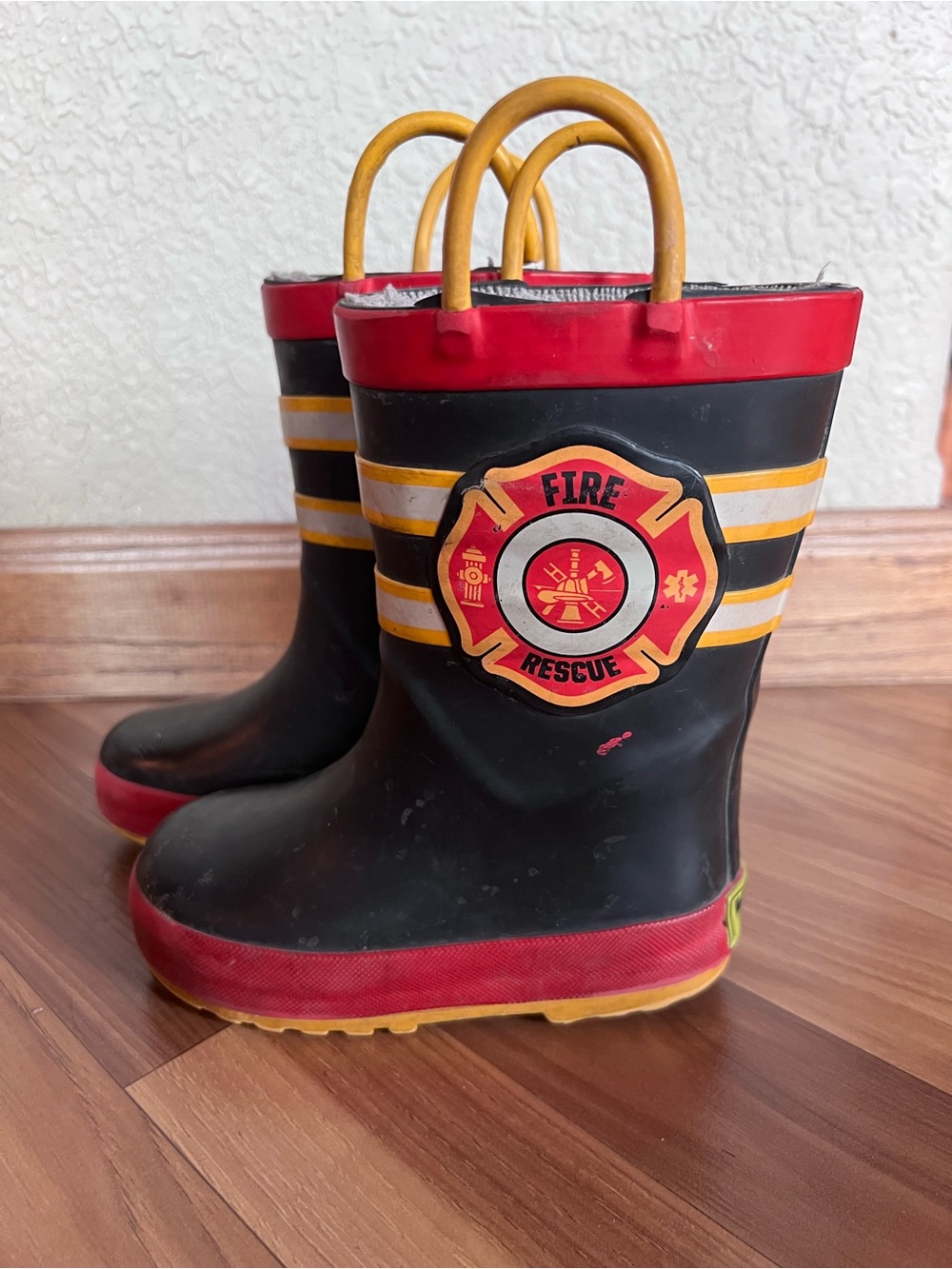 Western Chief Kids Fire Rescue Rain Boots - Black, Red & Yellow